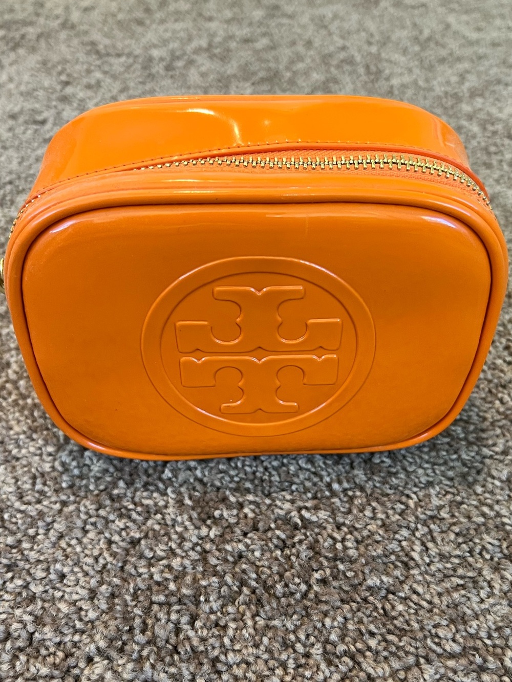 Tory Burch Small Orange Patent Cosmetic Case